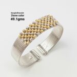 Wide Dual-Tone Mesh Cuff Bracelet