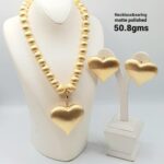 Golden Heart Pendant Necklace & Earrings Set