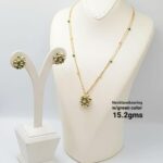 Green Crystal Floral Necklace & Earrings Set