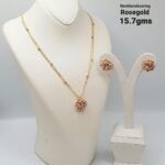 Rose Gold Flower Necklace & Earrings Set