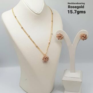 Rose Gold Flower Necklace & Earrings Set
