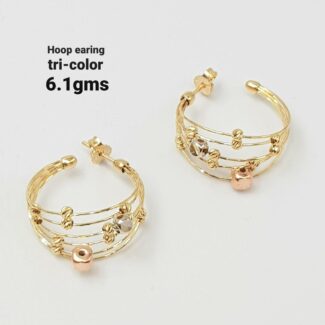 Tri-Color Open Hoop Earrings