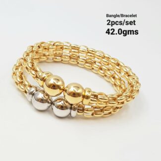 Dual-Tone Braided Bangle Bracelet Set