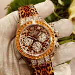 Gold-tone skeleton luxury watch