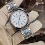 White-dial stainless steel watch