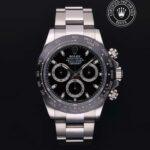 Black-dial stainless steel chronograph watch