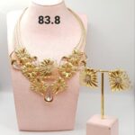Floral Statement Gold Necklace & Earrings Set