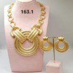 African Multi-Layer Bib Gold Necklace & Earrings Set