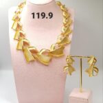 Geometric Leaf Gold Necklace & Earrings Set