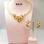 Classic Floral Pendant Gold Necklace & Earrings Set