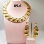 Golden Pyramid Collar Necklace & Earrings Set