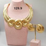 Royal Spiral Gold Necklace & Earrings Set