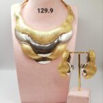 Wave Layer Statement Gold Necklace & Earrings Set