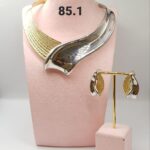 Dual-Tone Silver & Gold Collar Necklace & Earrings Set