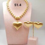 Triple Heart Gold Necklace & Earrings Set
