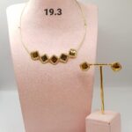 Geometric Square Gold Necklace & Earrings Set