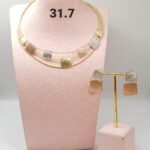 Pastel Crystal Gold Necklace & Earrings Set